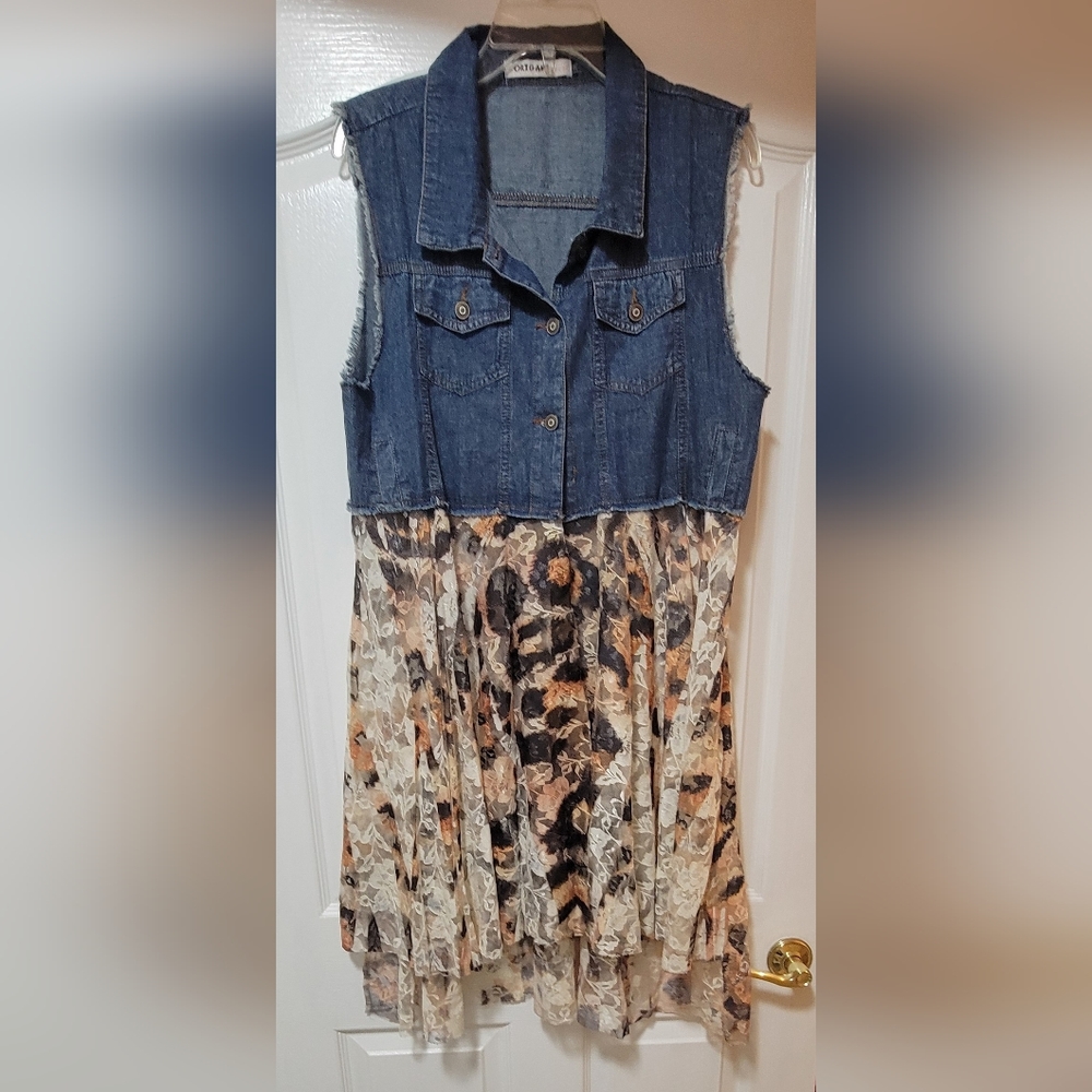 Denim Lace Vest